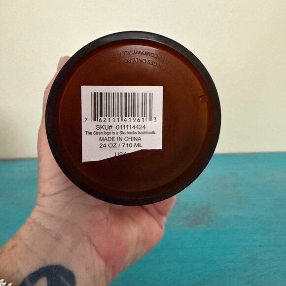 Starbucks Pike Place Amber Siren Soft Touch Plastic Cold Cup 24 oz NEW - Picture 7 of 7